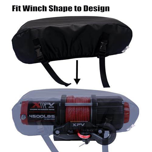 Eudora Waterproof Small Winch Cover for 2500-5500 lb Electric Winches | Heavy-duty vinyl sheds rain, resists UV, frost, dust; elastic hem and straps secure ATV UTV trailer winches against wind