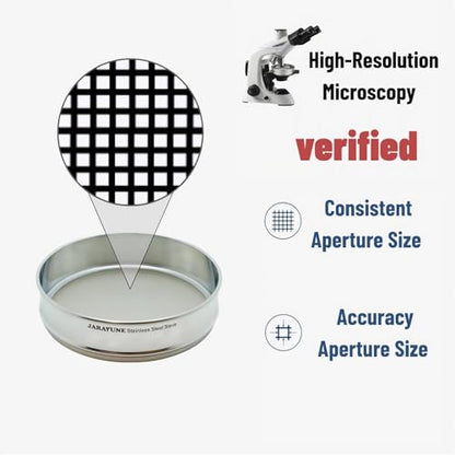 60 Mesh Stainless Steel Lab Sieve, Sturdy 8Inch(20.5cm) Sifter, Fine Mesh Sieve Strainer for Powder Pellet Flour Liquid Filtration-Lab Industrial DIY Household Use - size: 60mesh (250µm)