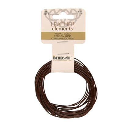 The Beadsmith Leather Cord – Brown – 1mm Spool – 5 Yards/1.52 Meters – Indian Leather Thong Ideal for Braiding, Beading, Necklaces, Fine Lacing, Hair Accessories & DIY Jewelry Making - size: 1mm, style: Brown – 5 Yards