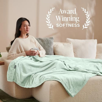 Bare Home Fleece Blanket Luxury Microplush (Full/Queen, Spring Mint) - color: 14 - Spring Mint, size: Full/Queen