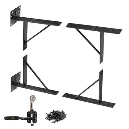 Mofeez Gate Corner Brace Bracket No Sag Kit for Shed Doors Driveway Gates Corral Gates Wood Windows (with Gate Latch) - style: Anti Sag Gate Kit and Gate Latch