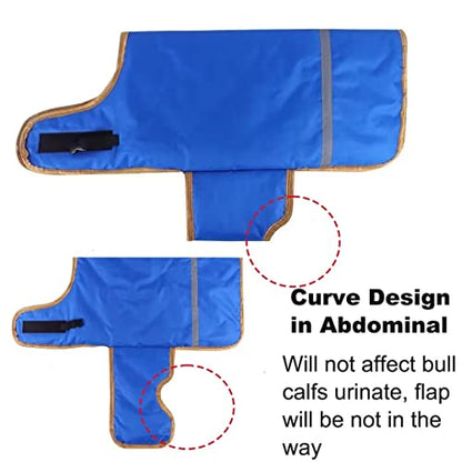 Calf Blanket with Fleece Lining, Calves Warm Clothes Calf Saver Coat, Sheep Goat Blanket, for Keep Cows Goats Sheeps Warmming, Thickened Belly Protection 1Pcs