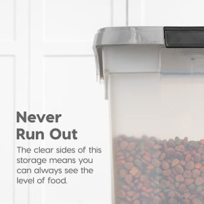 IRIS USA Dog Food Storage Container, Up to 50 lbs, Clear/Gray, Made in USA - color: Gray, size: 50 lbs