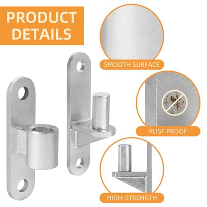 2 Set Heavy Duty Gate Hinges, Wall Mount Gate Hinges 5/8'' Pin Fence Post Hinge Set for Wooden or Concrete Fence Gate (Silver, Screws Included) - color: Silver-2 Pairs