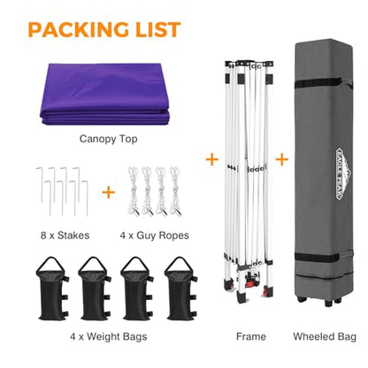 EAGLE PEAK 10x10 Pop Up Canopy Tent Easy Up Canopy Outdoor, Purple - color: Purple, size: 10x10