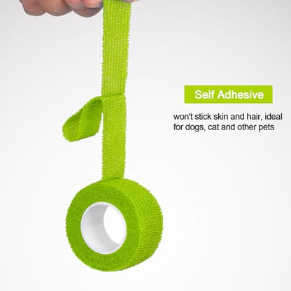 12Pcs Self Adhesive Bandage Wrap 1 in Cohesive Bandage Finger Tape Vet Wrap - color: Mix Color, size: 1 Inch