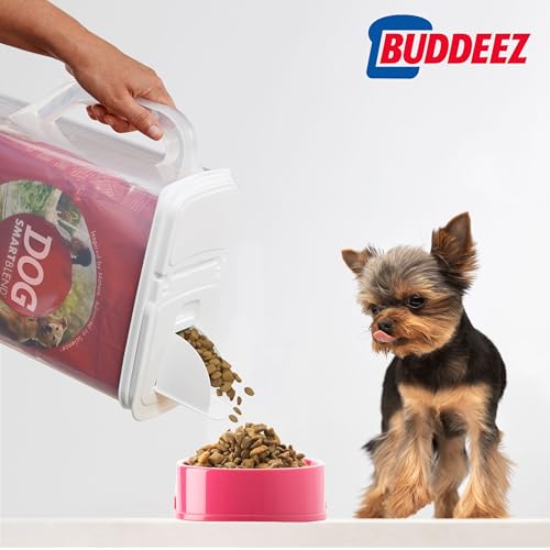 Buddeez Pet Food Storage Container 8 Quart Capacity Bird Seed Container - color: White Lid, size: 1 Pack (8 Quart)