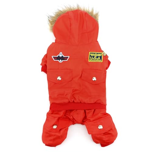 ZUNEA Dog Snowsuit Waterproof for Small Dogs Winter Puppy Coat, Red, S - color: Red, size: S