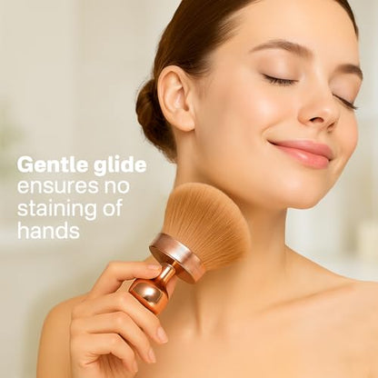 Kabuki Self Tanner Brush – Round Dome Blending Brush for Face & Body, Palm-Grip Applicator for Smooth, Streak-Free Tan | Soft Synthetic Bristles, Washable & Reusable (Gold) - color: Gold
