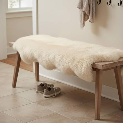 Premium Champagne Sheepskin Rug Genuine Double 2x6ft Pelt Fluffy Fur Rug for Bedrooms - color: Champagne, size: 2' x 6' (Natural)