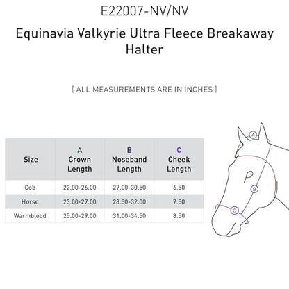 Equinavia Valkyrie Ultra Fleece Soft Padded Horse Halter Breakaway - color: Navy/Navy, size: Cob