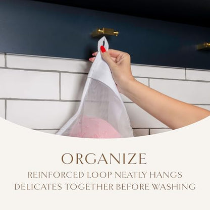 Organic Cotton Mesh Laundry Bags for Delicates & Travel, 2 Pack | Mesh Wash Bags for Lingerie, Bras, Delicates, and Garments; Large and Small Size for Machine Washing, Carbon Neutral, White