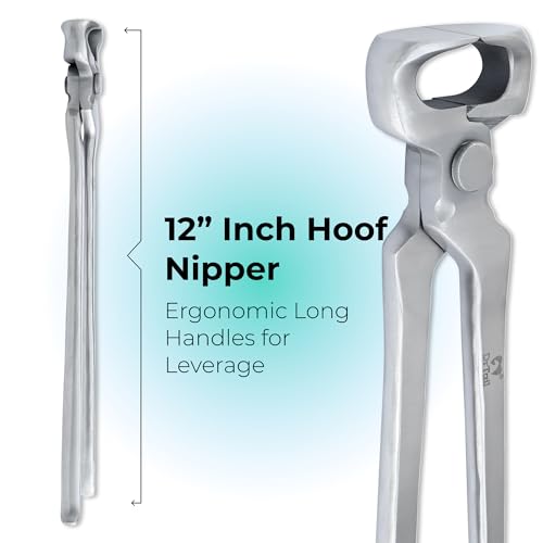 12" Hoof Nipper, Carbon Steel & Chrome Vanadium Farrier Tool for Horses – Durable, Sharp & Rust-Resistant - size: 12"Hoof Nipper