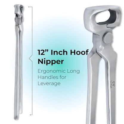 12" Hoof Nipper, Carbon Steel & Chrome Vanadium Farrier Tool for Horses – Durable, Sharp & Rust-Resistant - size: 12"Hoof Nipper