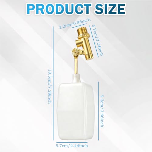 3/8" Pool Water Level Float Valve, Heavy Duty 125 PSI Automatic Fill Control Adjustable Flow, 2.25 GPM Flow for In-Ground Pools Ponds Fountains Livestock Tanks & Swamp Cooler