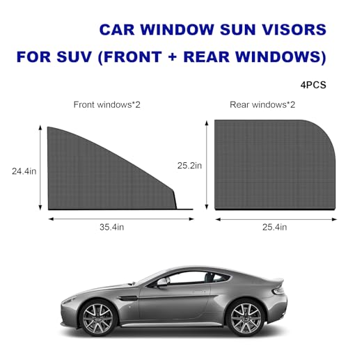 4 PCS Car Window Shades, Breathable Mesh Vehicle Front Rear Side Windows Sunshade Curtain for UV Protection, Stretchy Heat Block Window Screen Covers for Most SUVs - color: SUV-4pcs