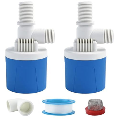 2Pcs 3/4 Inch Aquapulse Top Inlet Water Float Valve, Automatic Water Level Control Valve, Small Aqua Pulse Float Valves for Rain Barrel, Livestock, Water Tank, Pool, Aquarium, Pond, Water Hose - size: 3/4" Top Inlet