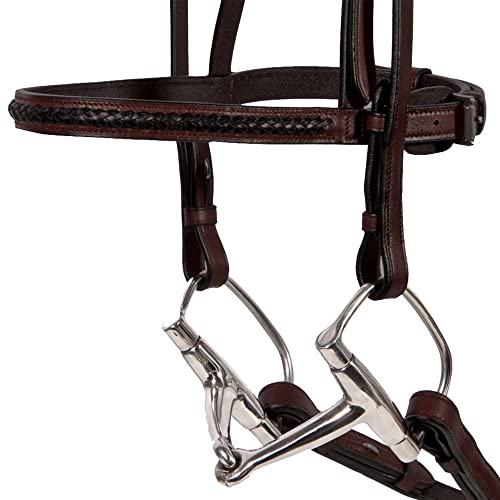 Schneiders Pinnacle Raised Braided Hunter Bridle | Includes Matching Laced Reins for Horses | Handcrafted English Tradition | Chestnut Raised Braiding - color: Havana