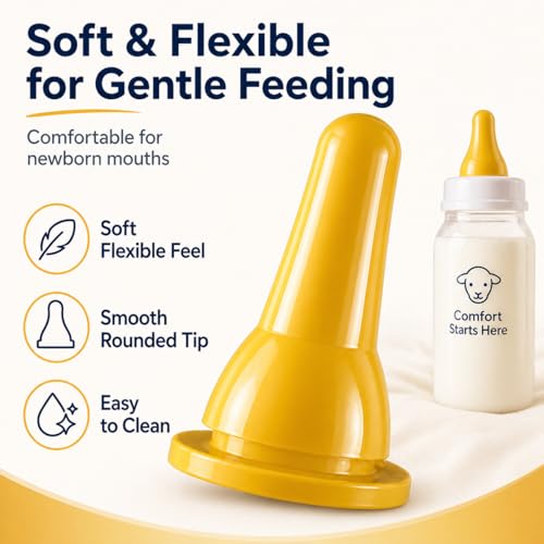 KTXM-Lamb Goat Bottle Nipples, 6-Pack Silicone Feeding Nipples, Pre-Cut X Opening, Replacement Livestock Nursing Teats for Baby Lambs, Goat Kids and Piglets（Bottle not Included）