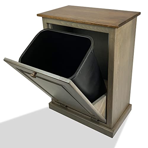 Peaceful Classics Wooden Tilt Out Trash Cabinet, Pewter - color: Pewter, style: Without Drawer