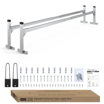Trailer Ladder Rack Aluminium, Roof Rack for Enclosed Open Trailer - color: Silver