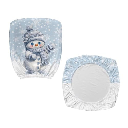 2 Piece Office Chair Cover Set Washable Computer Chair Slipcovers Christmas Snowman Soft Stretchable Breathable Swivel Armchairs Slipcover Modern Office Home Decor Sweet Gifts - color: Blue Snowman