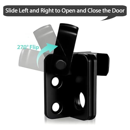 Flip Gate Latch with Padlock Hole, SUS304 Stainless Steel Safety Interior Door Lock Shed Barn Fence Garage, Matte Black, Large Size, AMS2002-B - size: Large