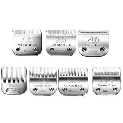 7PCS10 Blades Dog Grooming Blades Compatible with Andis Dog Clipper | For Oster A5/Wahl KM Series Dog Clipper,Ceramic Blade & Stainless Steel Blade ,Size :#10+30+40+3FC+4FC+5FC+7FC - color: #10+30+40+3fc+4fc+5fc+7fc