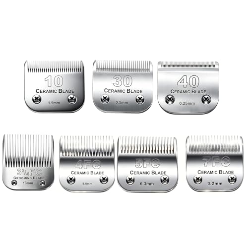 7PCS10 Blades Dog Grooming Blades Compatible with Andis Dog Clipper - color: #10+30+40+3fc+4fc+5fc+7fc
