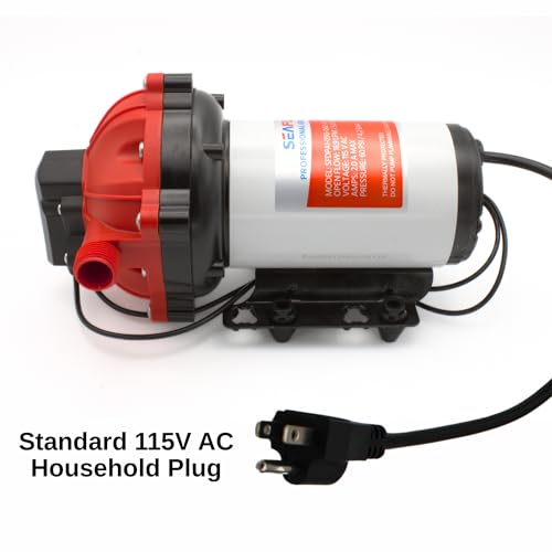 SEAFLO 55 Series 115V AC Automatic Demand Diaphragm Pump – 5.0 GPM, 60 PSI, 5-Chamber Self-Priming Water Pump w/Power Plug for Outlet, RV, Marine & Off-Grid Water Systems, 4-Year Warranty - style: 5.0 GPM | 115V
