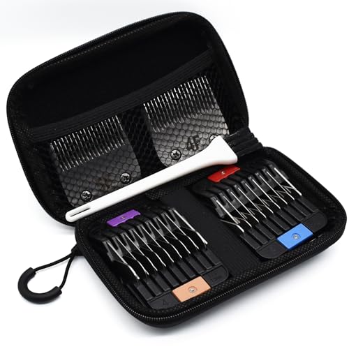 4 Pieces Professional A5 Style Animal Clipper Stainless Steel Color-Coded Attachment Guard Guide Combs Set, 1/8", 1/4", 3/8", 1/2" Compatible with Wahl KM Series Oster A5 Andis AG BG Pet Groomers