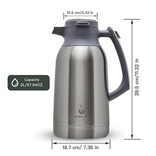 IDEUS Thermal Coffee Carafe 68oz, Beverage Dispenser Metallic - color: Metallic, size: 68 Ounces