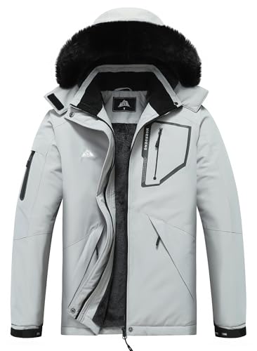 MOERDENG Women's Warm Winter Coat Insulated Snowboarding Jacket - color: Light Gray, size: Small