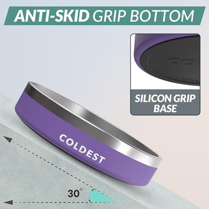 Coldest Dog Bowl - Anti Rust Metal, Non Slip, 3 Layers Insulated Stainless Steel Dog Bowls - Spill Proof & Heavy Duty - Water Bowl for Dogs, Cats & Pets, Dish Washer Safe (21 oz, Galaxy Purple) - color: Galaxy Purple, size: 21 oz