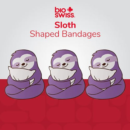 BioSwiss Bandages, Sloth Shaped Self Adhesive Bandage Set, Latex Free, Sterile Wound Care, 24 Count - size: 24-Count Box, style: Sloth