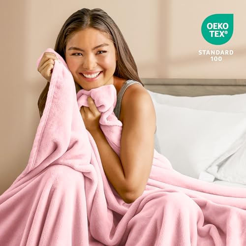 Bare Home Fleece Blanket Luxury Microplush (Full/Queen, Light Pink) - color: 18 - Light Pink, size: Full/Queen