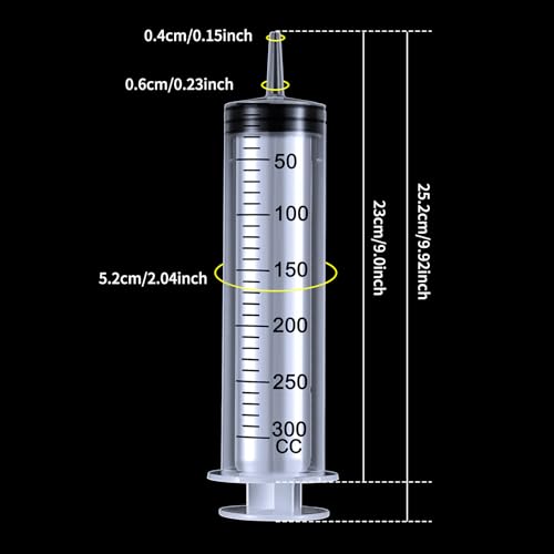 BBTO 2 Pieces Syringes with 40'' Tube and Connections for Measuring - size: 300 ML