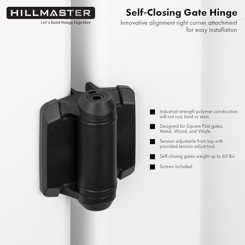 Heavy Duty Self Closing Gate Hinges with Safety Cap,Pool Gate Hinges with Alignment Legs No Rust and Adjustable Fence Hinges Kit for Outdoor Metal Gate,Vinyl Gates,Wood Gate,Black,2 Pack(4 Count) - size: 2 Pack