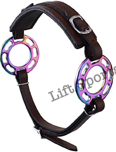 Black/Brown Rainbow Multi Color Hackamore Bitless Horse Bit English Western Adjustable Padded Original Leather Bridle Equestrian (Black)