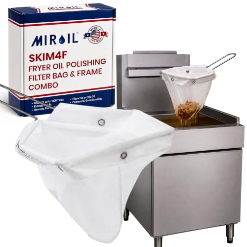 Skim Filter for Deep Fryer with Frame – Reusable Fryer Oil Strainer Bag for Skimming Cooking Grease, Commercial Fryer Filter System for Food Trucks, Diners & Kitchens – MirOil SK4 (13" x 7.5") - color: Filter Bag / Fame