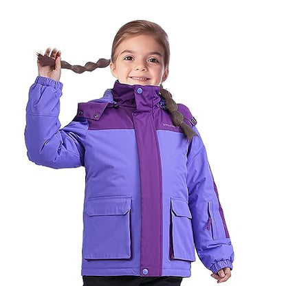 YINGJIELIDE Boy's Waterproof Ski Jacket,Kids Outdoor Snowboarding windproof Jacket,Fleece Lined Hooded,Warm Winter Snow Coat - color: Purple, size: 13 Years