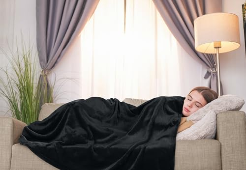 Utopia Bedding Soft Fleece Bed Blanket Throw XL Size Black (50x70 Inch) - color: Black, size: Throw XL (50x70 Inch)