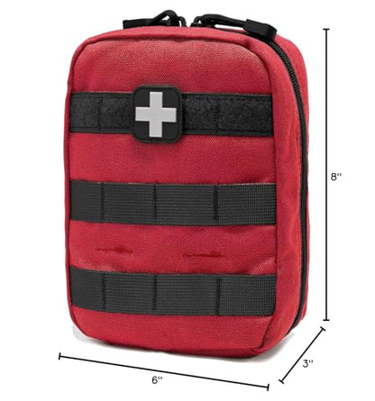 Carlebben EMT Pouch MOLLE Ifak Pouch Tactical MOLLE Medical First Aid Kit Utility Pouch (with Medical Supplies Red) - color: Red