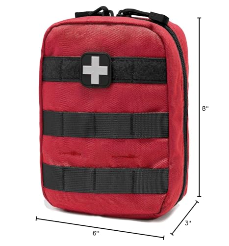 Carlebben EMT Pouch MOLLE Ifak Pouch Tactical MOLLE Medical First Aid Kit Utility Pouch (with Medical Supplies Red) - color: Red