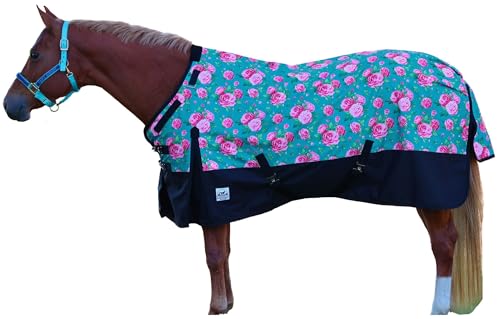 Roses 1200 Denier Heavyweight Waterproof Adjustable Neck Turnout Blanket - size: 63