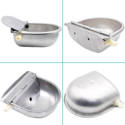Automatic Animal Drinking Water Trough Bowl with Float Valve Stainless Steel Outdoor Waterer for Horses Dogs Goat Horses Dogs Goat Pig with Pipe Hose, Quick Connector Adapter