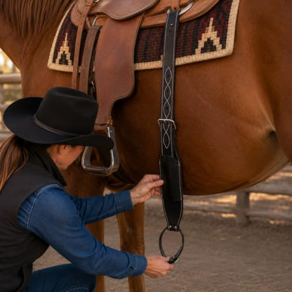 Pro Rider Challenger Western Horse Leather Rear Flank Back Saddle Cinch w/Billets 9758BK