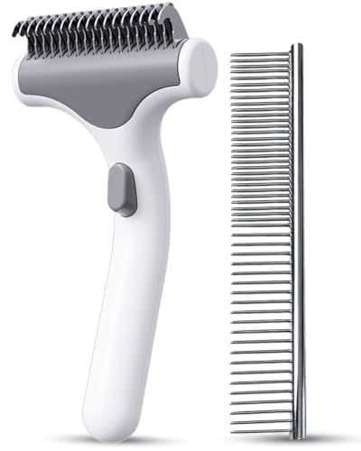 Undercoat Rake for Dogs & Cats, White - color: White