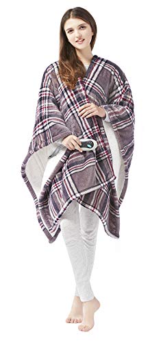 Beautyrest Heated Electric Throw - Sherpa/Berber, 3 Heat & Washable - color: Grey Plaid, size: 50 in x 64 in