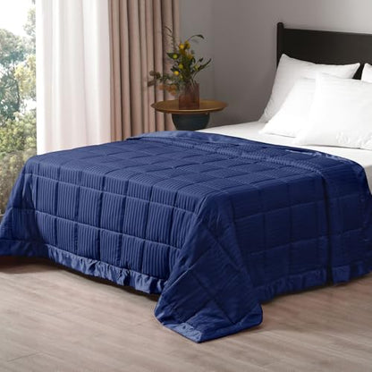 downluxe Weighted Blanket King Size, 18 lb Weighted Blanket with Glass Beads for All Season, Machine Washable Heavy Blanket (Navy, 108 X 90 Inch) - color: Navy, size: Weighted King,18lb